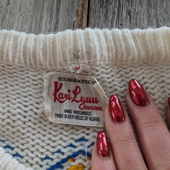 Vintage Knit Cardigan Sweater Fairisle Womens Medium - Picture 7 of 8